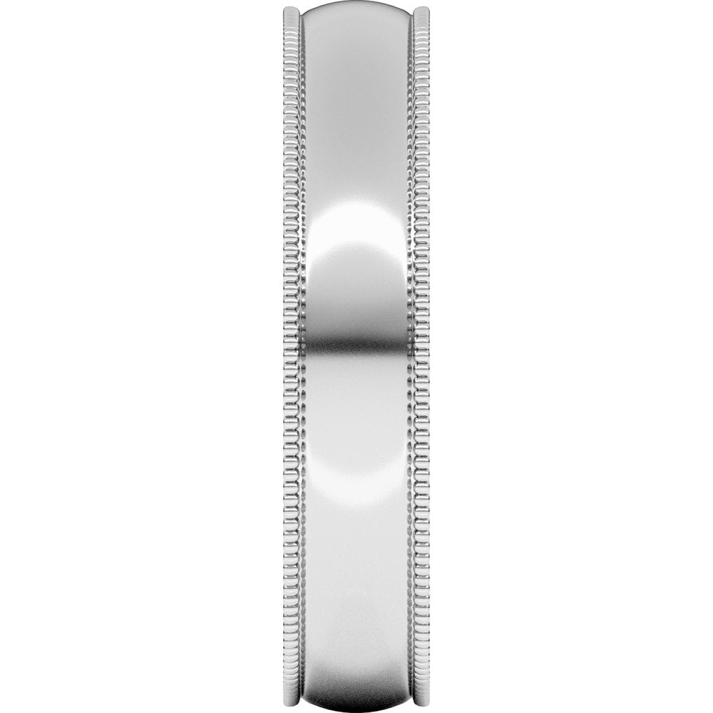 14K White Gold 4 mm Lightweight Milgrain Half Round Band Size 8