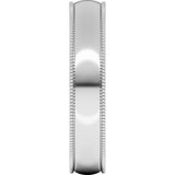 14K White Gold 4 mm Lightweight Milgrain Half Round Band Size 8