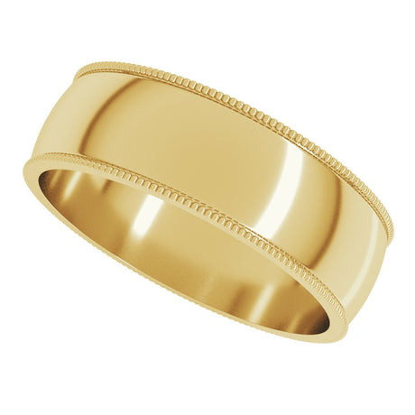 14K Yellow Gold 6 mm Lightweight Milgrain Half Round Band Size 9