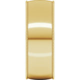 14K Yellow 7 mm Lightweight Milgrain Half Round Band Size 10.5