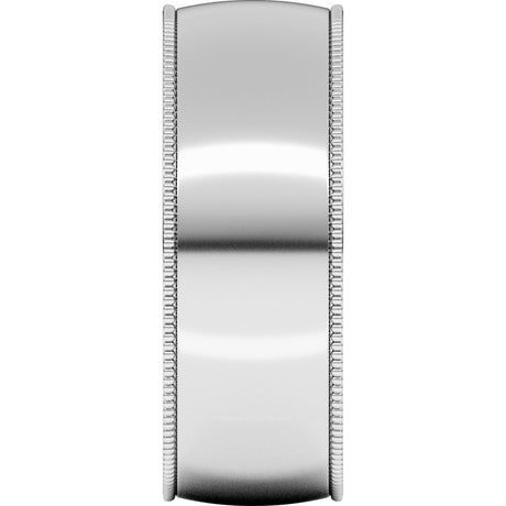 10K White Gold 7 mm Lightweight Milgrain Half Round Band Size 8.5