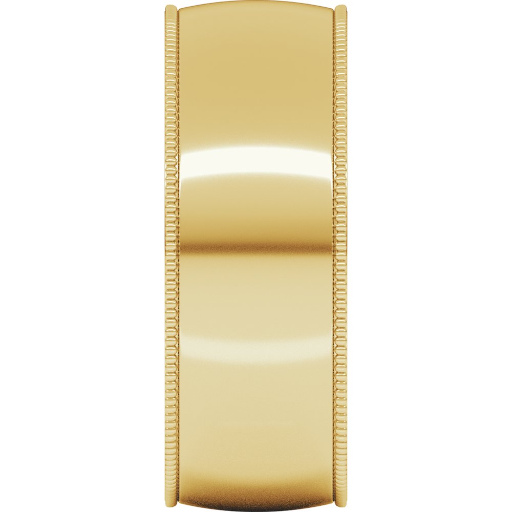 14K Yellow Gold 7 mm Lightweight Milgrain Half Round Band Size 8.5