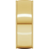 14K Yellow Gold 7 mm Lightweight Milgrain Half Round Band Size 8.5