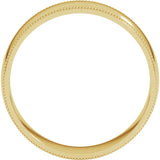 14K Yellow 6 mm Lightweight Milgrain Comfort-Fit Half Round Band