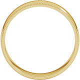 14K Yellow 6 mm Milgrain Half Round Comfort Fit Band