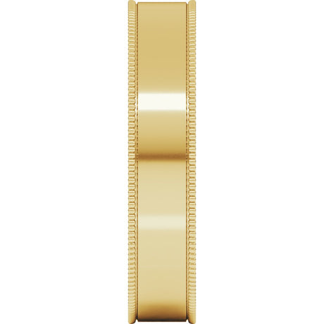 14K Yellow 4 mm Milgrain Comfort-Fit Flat Band Size 9