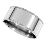 14K White 8 mm Milgrain Flat Comfort Fit Band