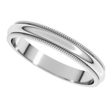 Continuum Sterling Silver 3 mm Milgrain Half Round Band Size 8