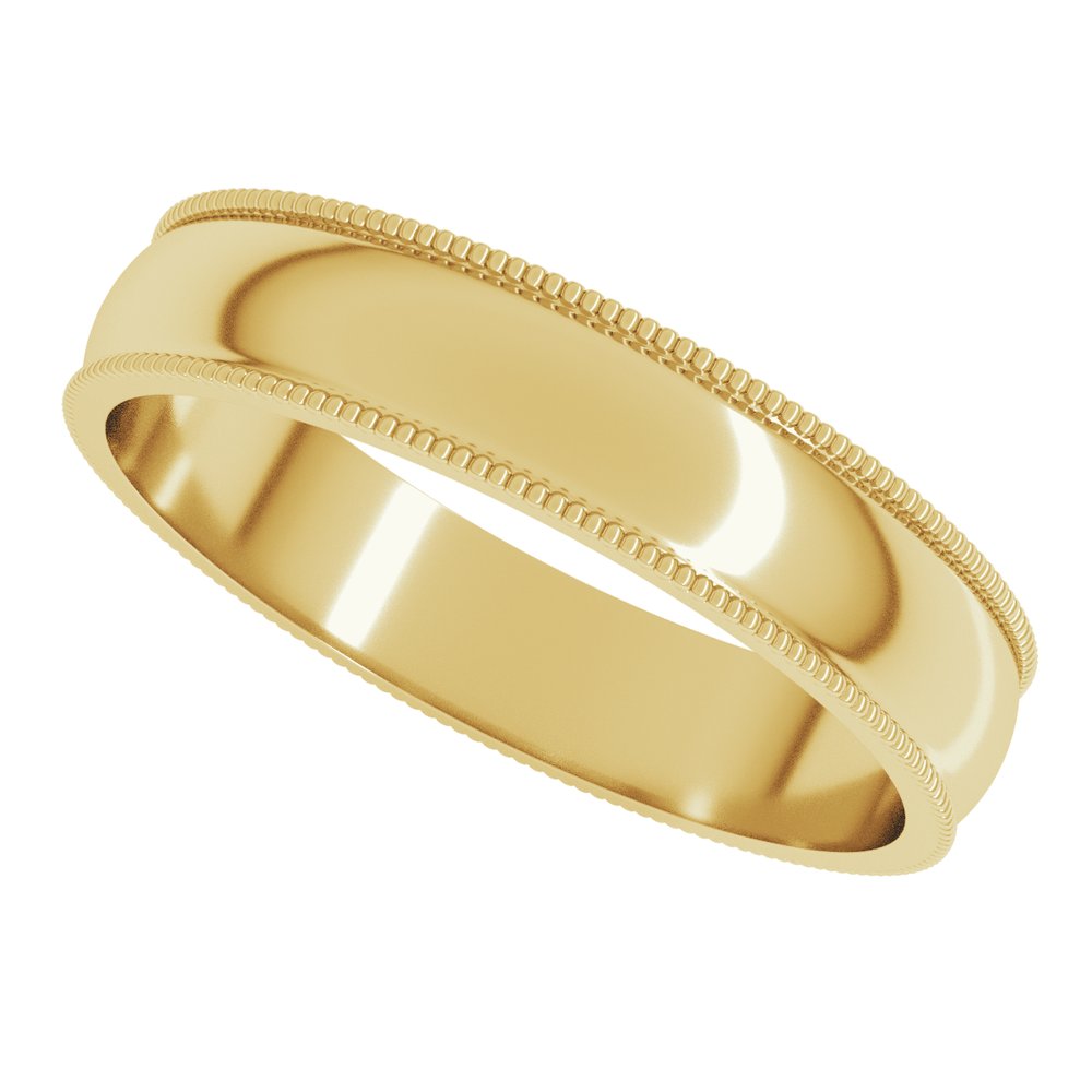 14K Yellow Gold 4 mm Lightweight Milgrain Half Round Band Size 7.5