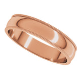 14K Rose Gold 4 mm Lightweight Milgrain Half Round Band Size 11