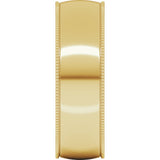 14K Yellow Gold 6 mm Lightweight Milgrain Half Round Band Size 8