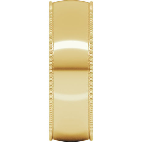 14K Yellow Gold 6 mm Lightweight Milgrain Half Round Band Size 8