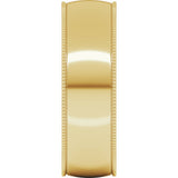 14K Yellow 6 mm Lightweight Milgrain Half Round Band