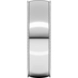 Platinum 6 mm Lightweight Milgrain Half Round Band Size 8