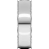 14K White Gold 6 mm Lightweight Milgrain Half Round Band Size 7.5