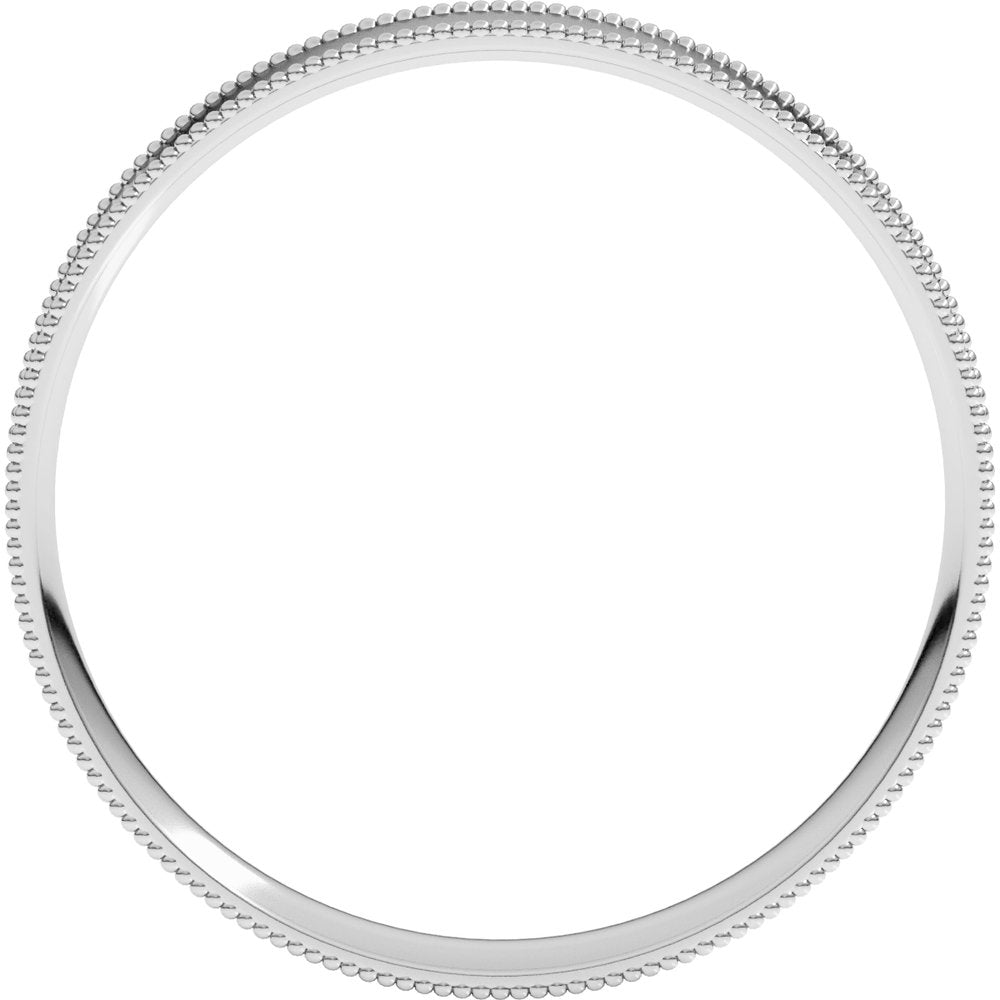 14K White 3 mm Milgrain Flat Comfort Fit Band