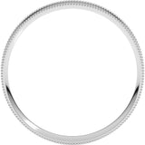 14K White 3 mm Milgrain Flat Comfort Fit Band