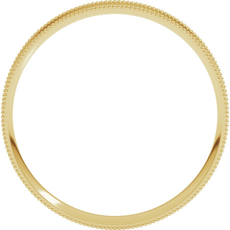 14K Yellow Gold 3 mm Milgrain Comfort-Fit Flat Band Size 10