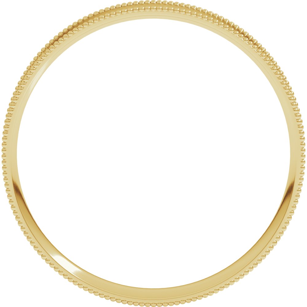 14K Yellow 3 mm Milgrain Flat Comfort Fit Band