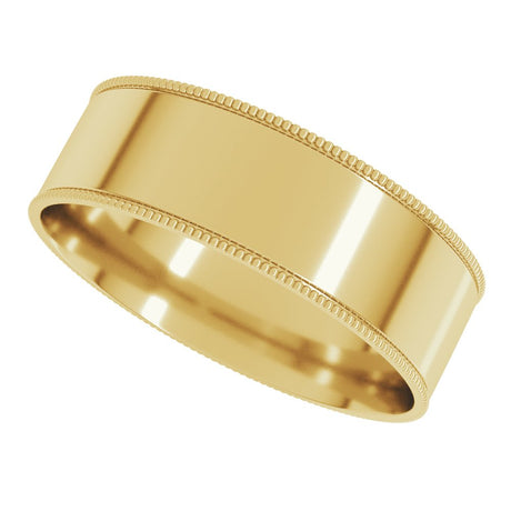 14K Yellow 6 mm Milgrain Flat Comfort Fit Band