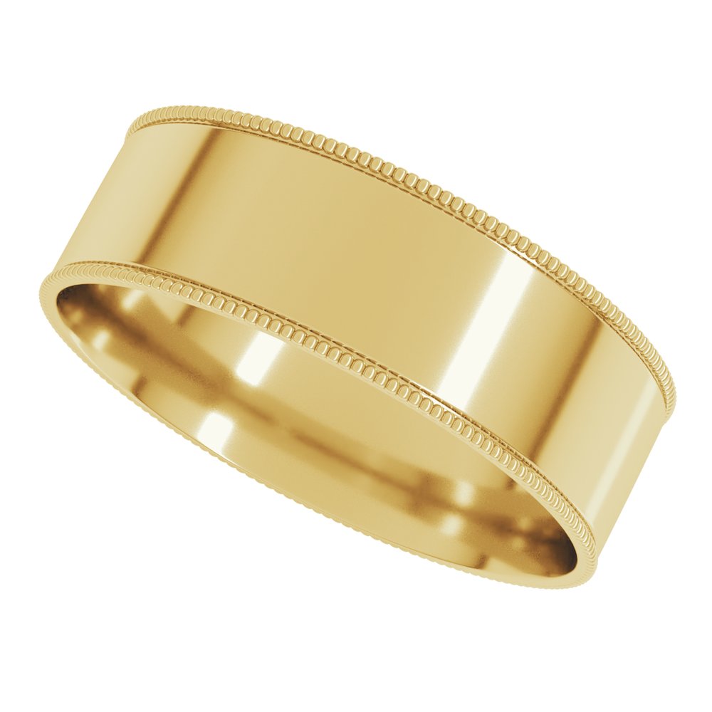 14K Yellow Gold 6 mm Milgrain Comfort-Fit Flat Band Size 8.5