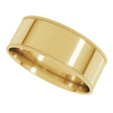 14K Yellow 7 mm Milgrain Comfort-Fit Flat Band Size 11