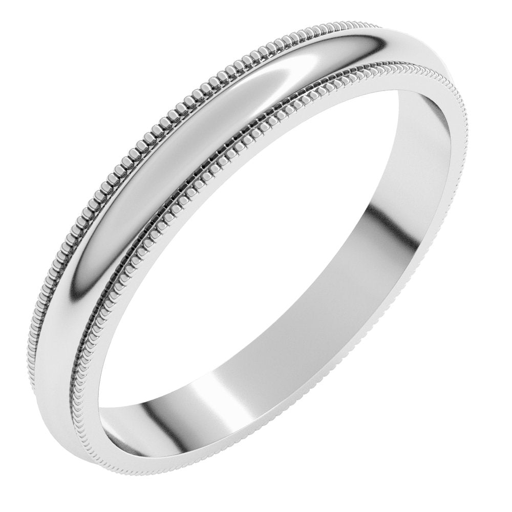 14K White 3 mm Milgrain Half Round Band Size 6 