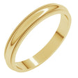 14K Yellow Gold 3 mm Milgrain Half Round Band Size 4.5 