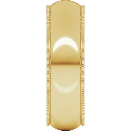 10K Yellow Gold 6 mm Milgrain Half Round Band Size 10 