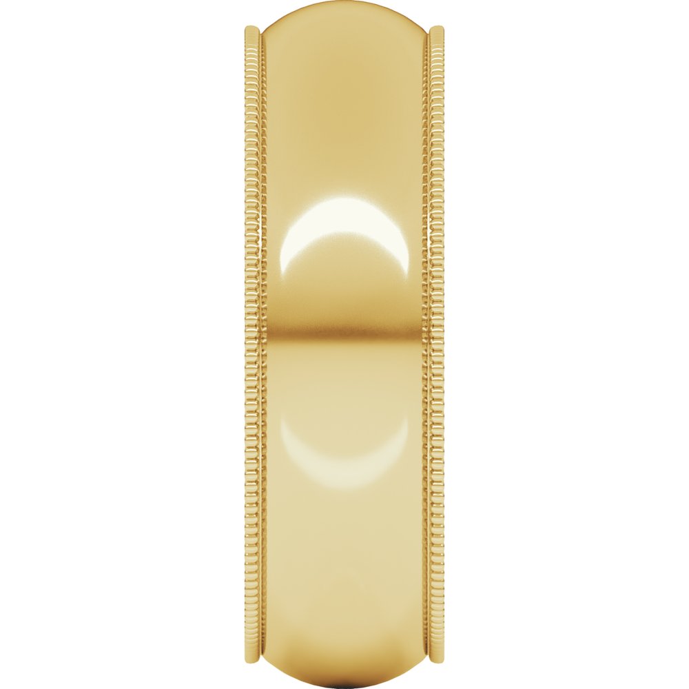 14K Yellow Gold 6 mm Milgrain Half Round Band Size 8 
