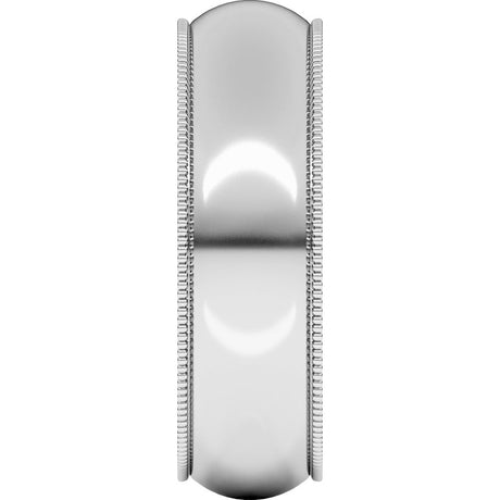 14K White Gold 6 mm Milgrain Half Round Band Size 9.5 