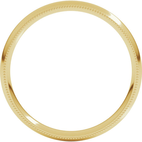 14K Yellow Gold 3 mm Lightweight Milgrain Comfort-Fit Half Round Band Size 5.5