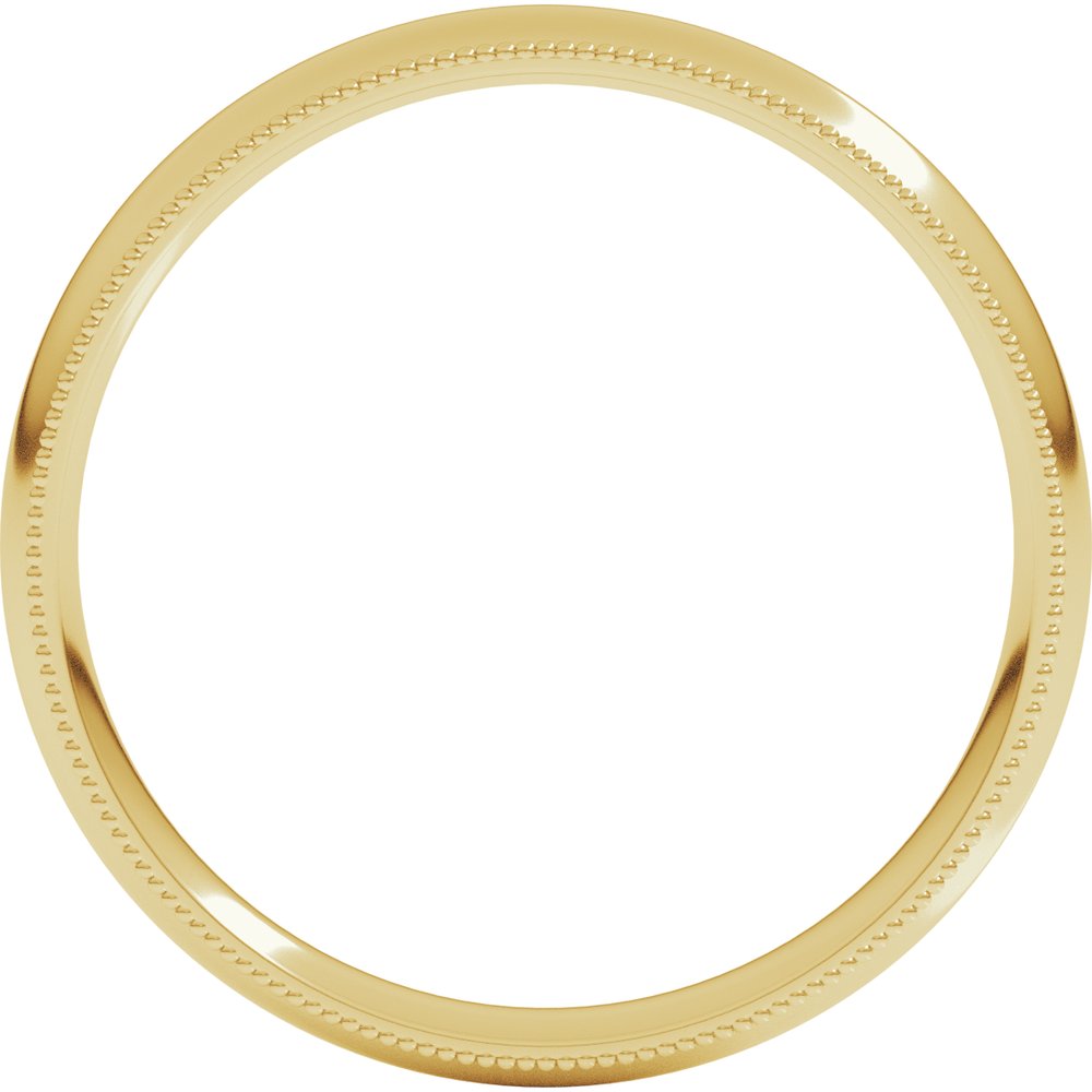 10K Yellow Gold 3 mm Milgrain Comfort-Fit Half Round Band Size 4