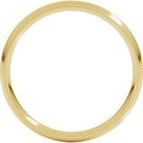 14K Yellow 3 mm Milgrain Comfort-Fit Half Round Band