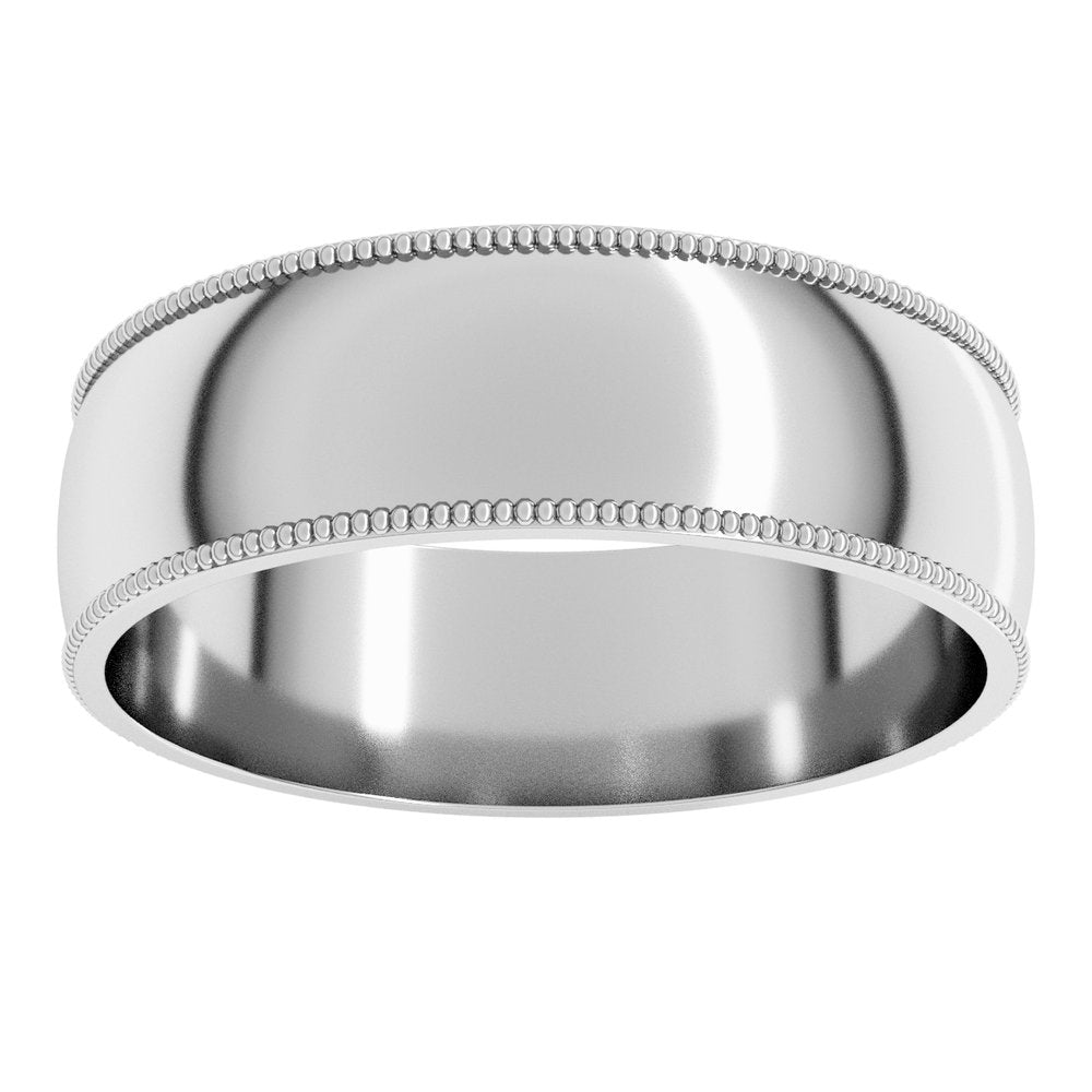 14K White Gold 6 mm Milgrain Comfort-Fit Half Round Band Size 5.5