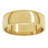 10K Yellow Gold 6 mm Milgrain Comfort-Fit Half Round Band Size 12.5