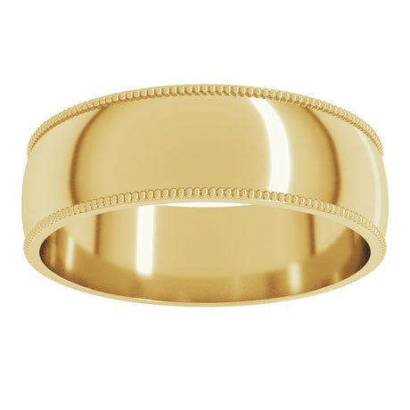 10K Yellow Gold 6 mm Lightweight Milgrain Comfort-Fit Half Round Band Size 10