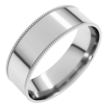 14K White 6 mm Milgrain Comfort-Fit Flat Band Size 12
