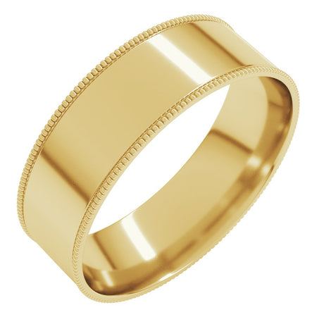 14K Yellow 6 mm Milgrain Comfort-Fit Flat Band Size 9