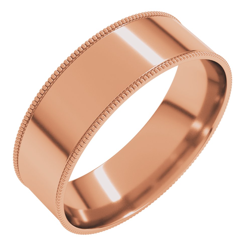 14K Rose 6 mm Milgrain Flat Comfort Fit Band Size 5