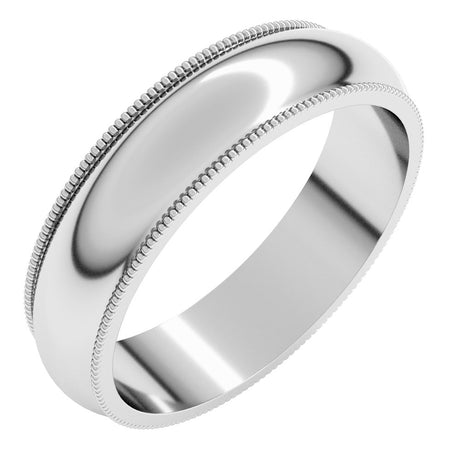 Sterling Silver 5 mm Milgrain Half Round Band Size 6 