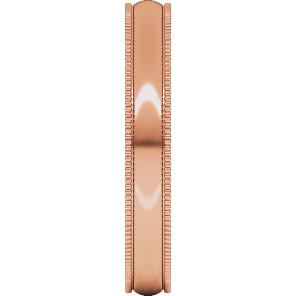 10K Rose 3 mm Lightweight Milgrain Half Round Band Size 7