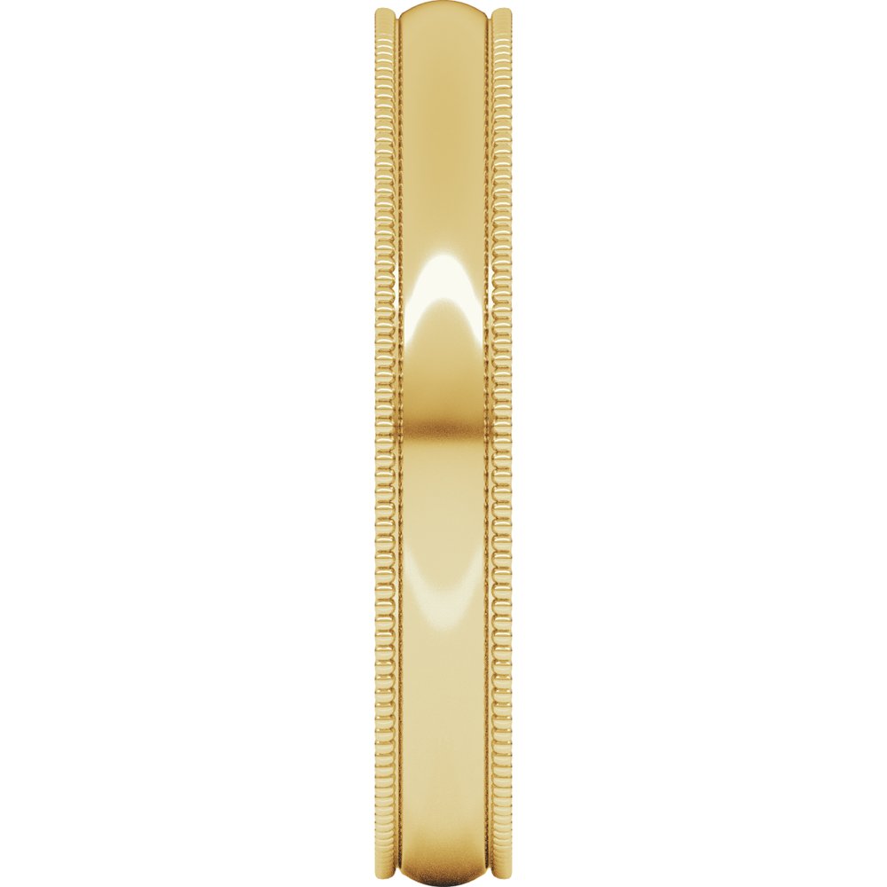 14K Yellow Gold 3 mm Lightweight Milgrain Half Round Band Size 10