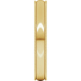 14K Yellow Gold 3 mm Lightweight Milgrain Half Round Band Size 10