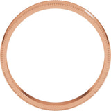 14K Rose Gold 4 mm Lightweight Milgrain Half Round Band Size 11