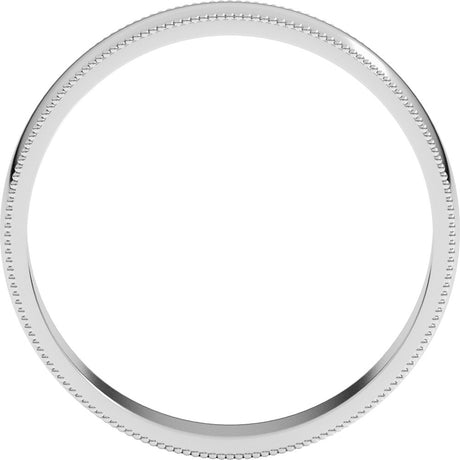 14K White Gold 4 mm Lightweight Milgrain Half Round Band Size 8