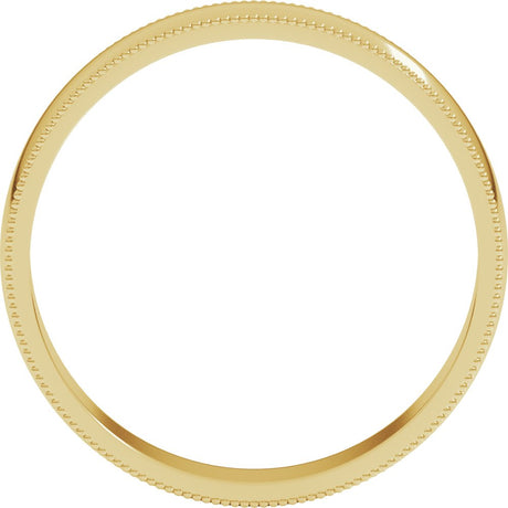 14K Yellow Gold 4 mm Lightweight Milgrain Half Round Band Size 7.5