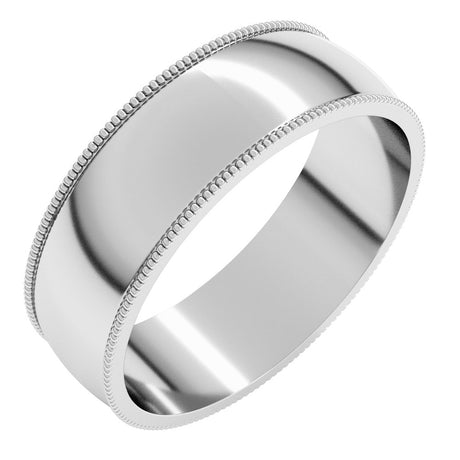 10K White Gold 6 mm Lightweight Milgrain Half Round Band Size 10