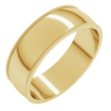 10K Yellow Gold 6 mm Lightweight Milgrain Half Round Band Size 10