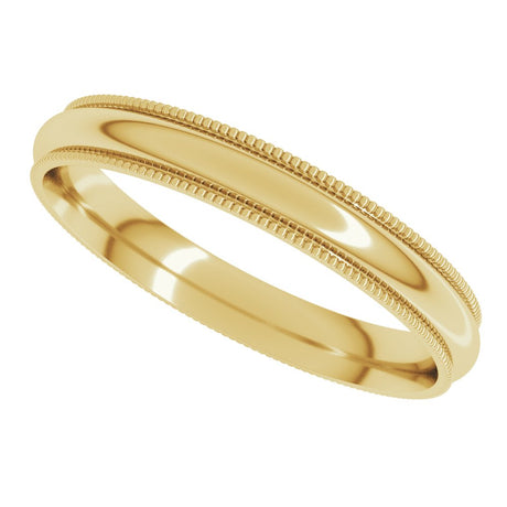 10K Yellow Gold 3 mm Milgrain Comfort-Fit Half Round Band Size 4
